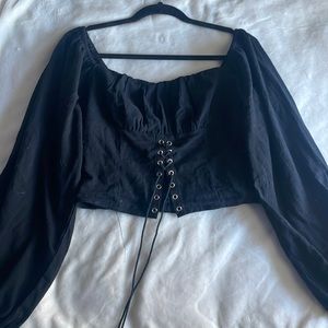 Shein puffed long sleeve crop